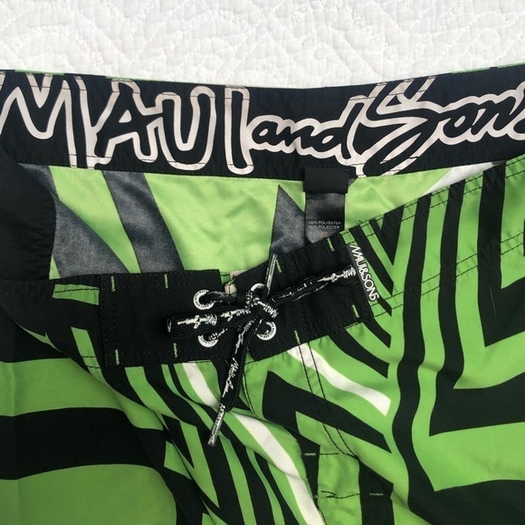 Maui & Sons Green Black Geo Boardshorts 36 - Picture 4 of 7